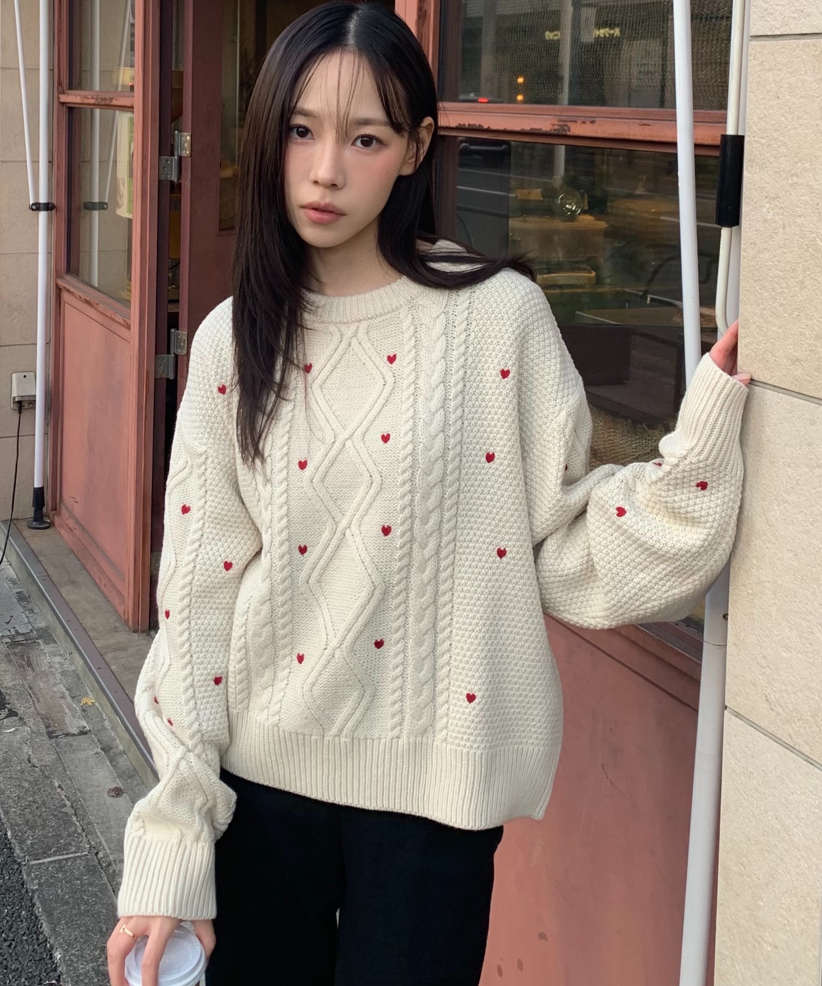 楽天市場】ハート（柄刺繍）（ニット・セーター｜トップス