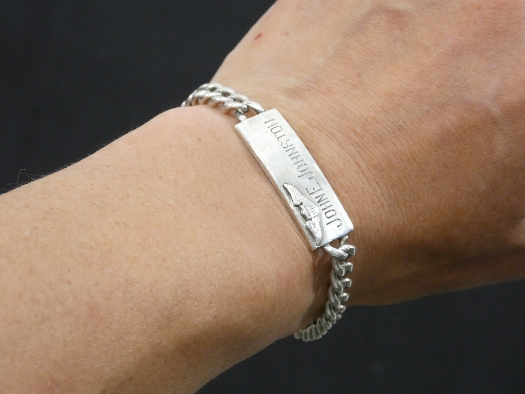 40s WW2 ARMY AIR FORCE TRIFARI STERLING ID BRACELET - RICUR