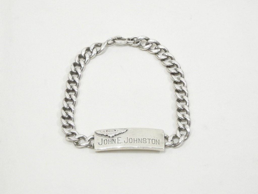 40s WW2 ARMY AIR FORCE TRIFARI STERLING ID BRACELET - RICUR