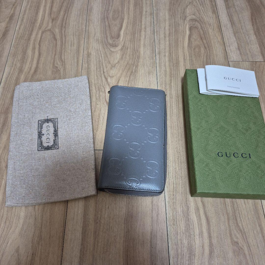 GUCCI グレー 長財布 GGパターン 楽天市場】GUCCI グッチ ダブルGロゴ小銭入れ付きラウンドファスナー長