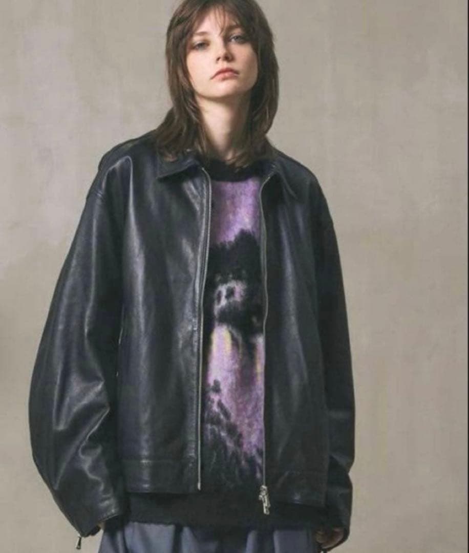 MAISON SPECIAL シープレザージャケット　ダークブラック　サイズ0 Sheep Leather Down Jacket