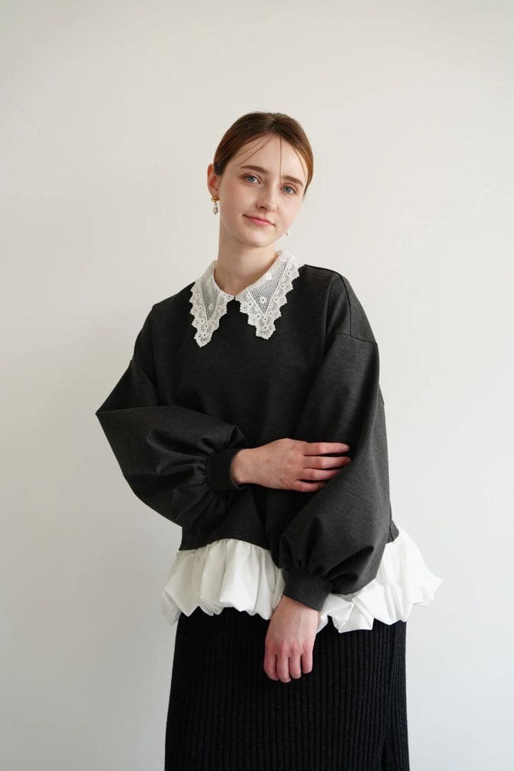 トップス acka shirt docking sweat shirt docking sweat – Acka online store