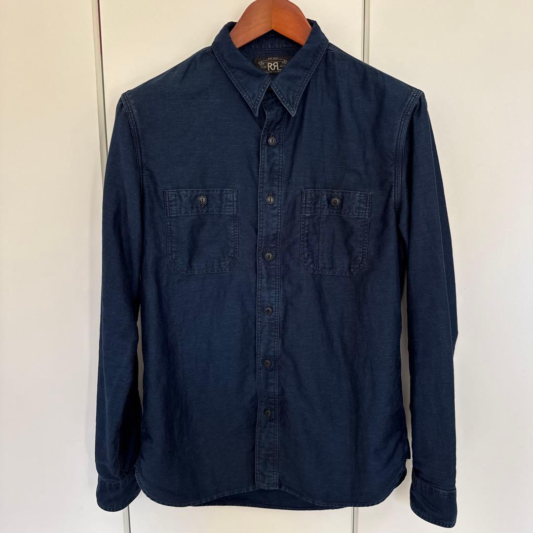 RRL インディゴ コットンリネン サティーン ワークシャツ Sサイズ インディゴ コットンリネン サティーン ワークシャツ（シャツ/ブラウス