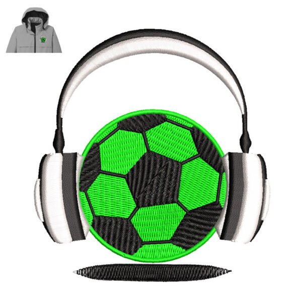Ball With Headphone Embroidery logo for Jacket.