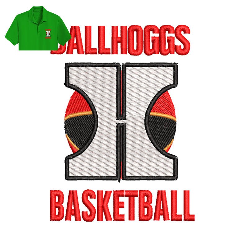 Ballhoggs Basketball Embroidery logo for Polo Shirt.