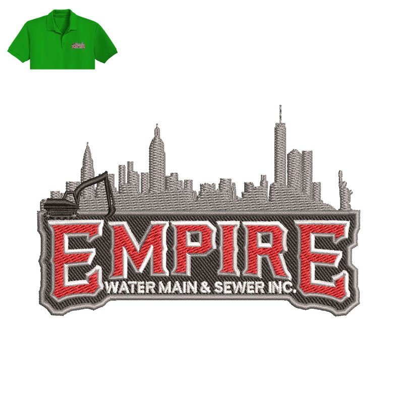 Empire Water Main Embroidery logo for Polo Shirt.