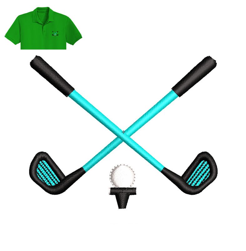 Hockey Stick And Ball Embroidery logo for polo shirt.