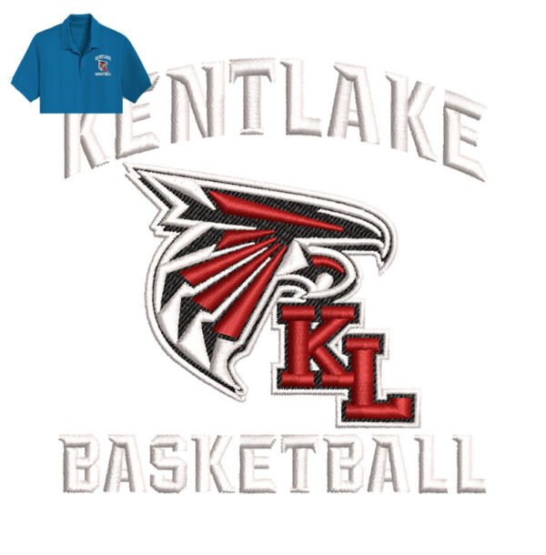Kentlake basketball Embroidery logo for Polo Shirt.