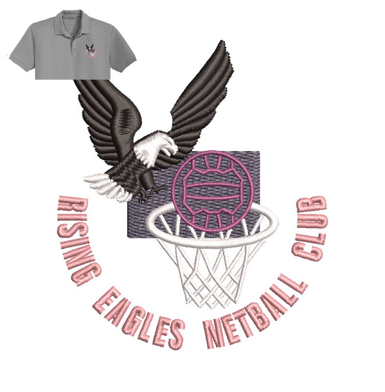 Rising Eagles Embroidery logo for Polo Shirt.