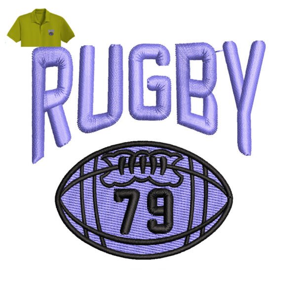Best Rugby Ball Embroidery logo for Polo Shirt.