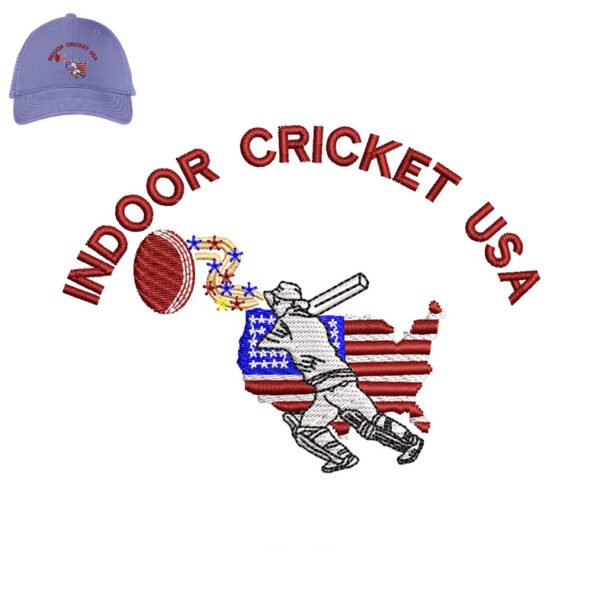 Indoor Cricket Embroidery logo for Cap.