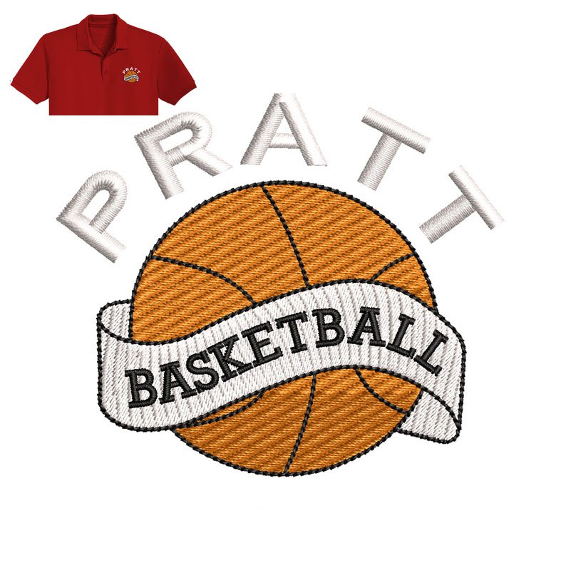 Pratt Basketball Embroidery logo for Polo Shirt.
